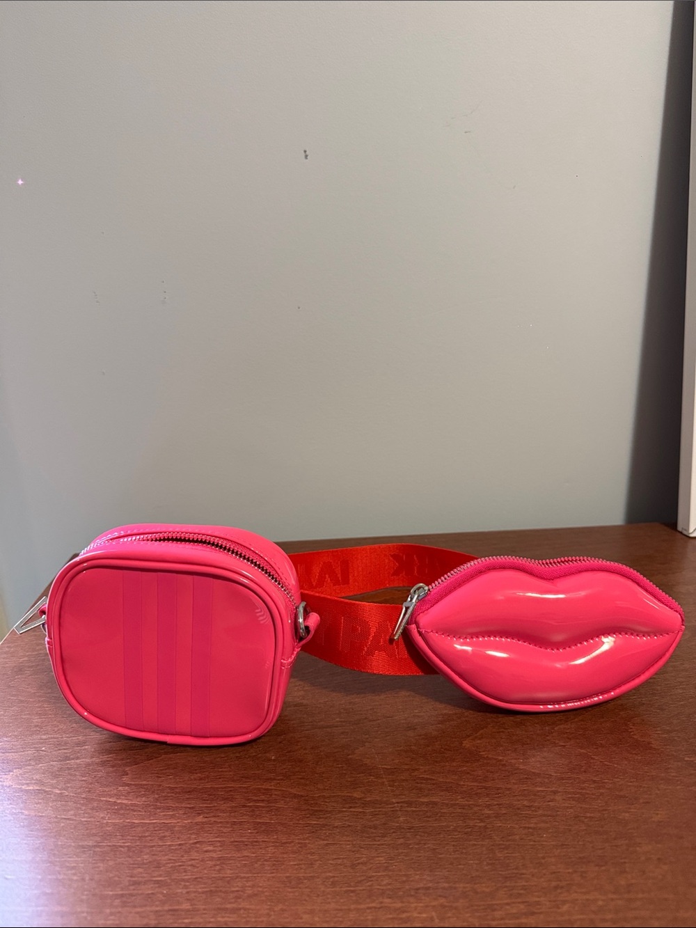 Pink Lip and Pouch Crossbody Belt Bag - Unbranded